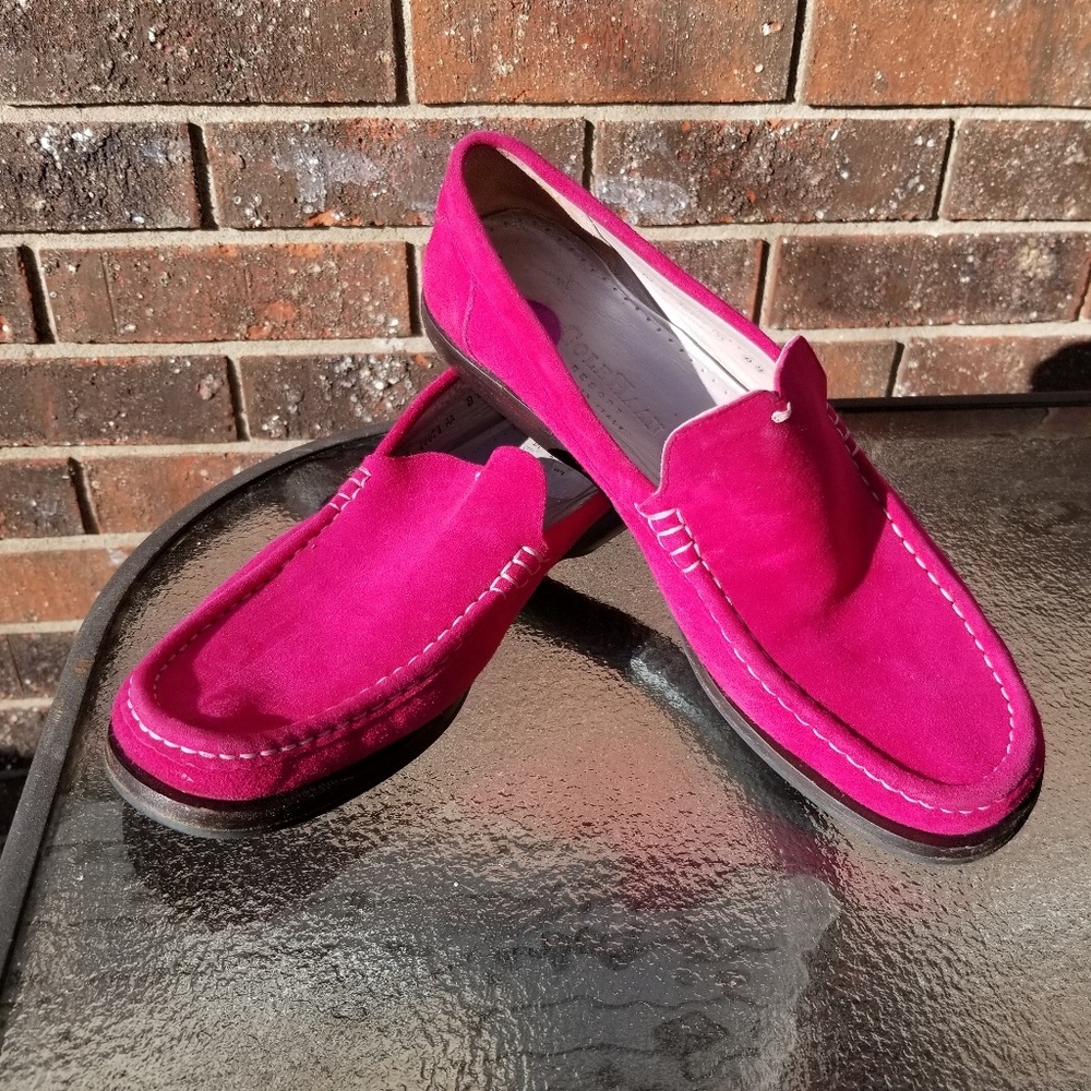 Cole Haan Fuschia Suede Leather Loafers Sz 8.5